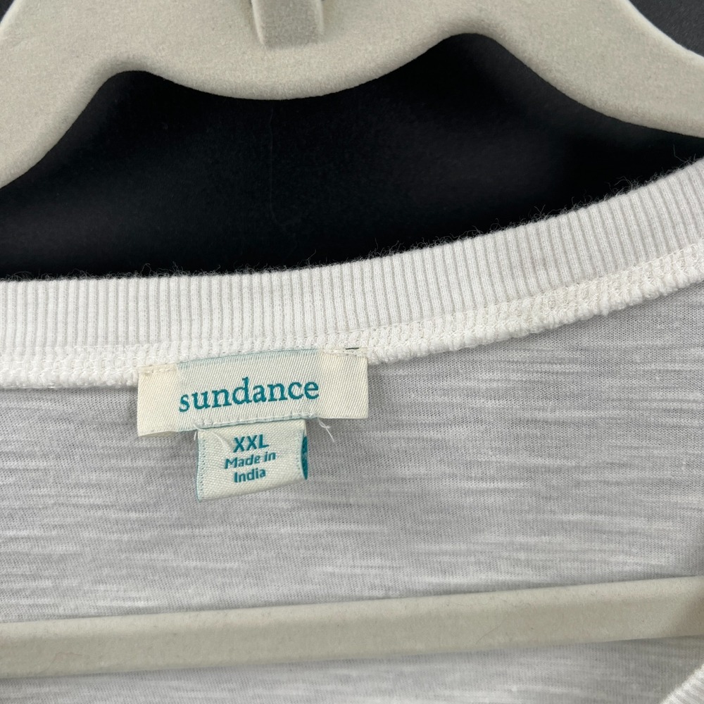 Sundance White Long Sleeve Crew Neck Top lagenlook boho coastal grandma XXL - Picture 2 of 8